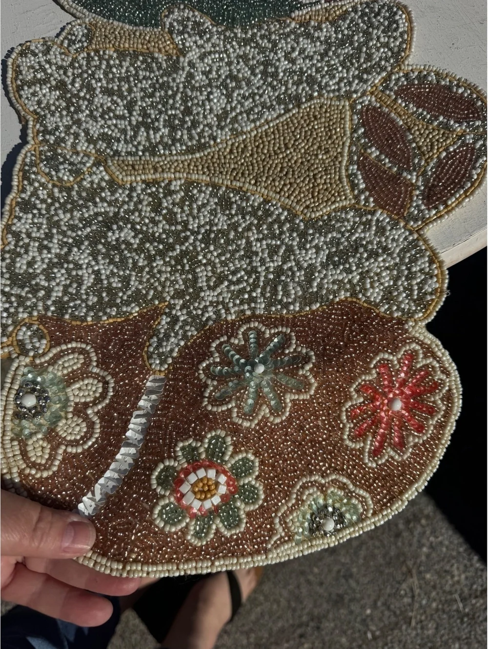 Pier 1 Imports Beaded Floral Table Runner 35x13 Seed Bead Sequin NWT $59.99